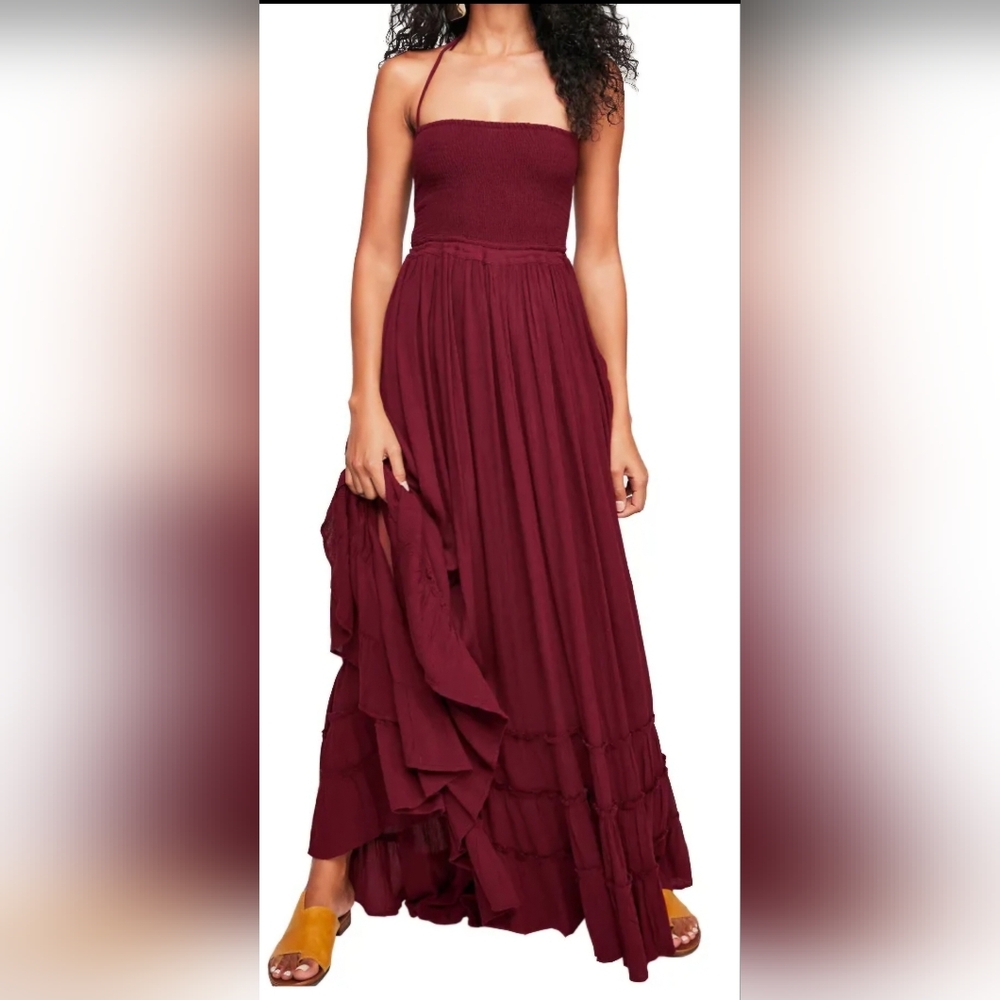 NEW R.Vivimos Women Summer Cotton Sexy Blackless Long Dresses Size Medium